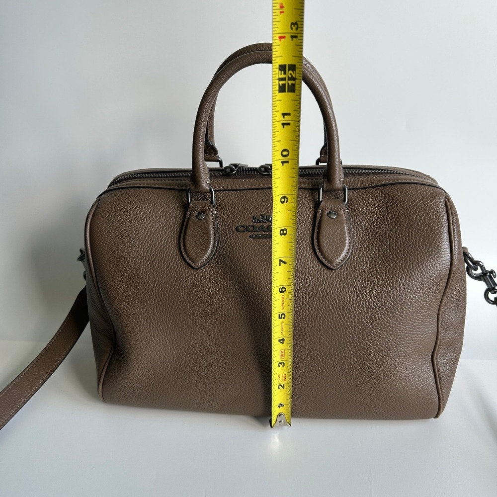 Coach Large Rowan Satchel Dark Stone Pebble Leather Bag CV960 - Picture 11 of 12